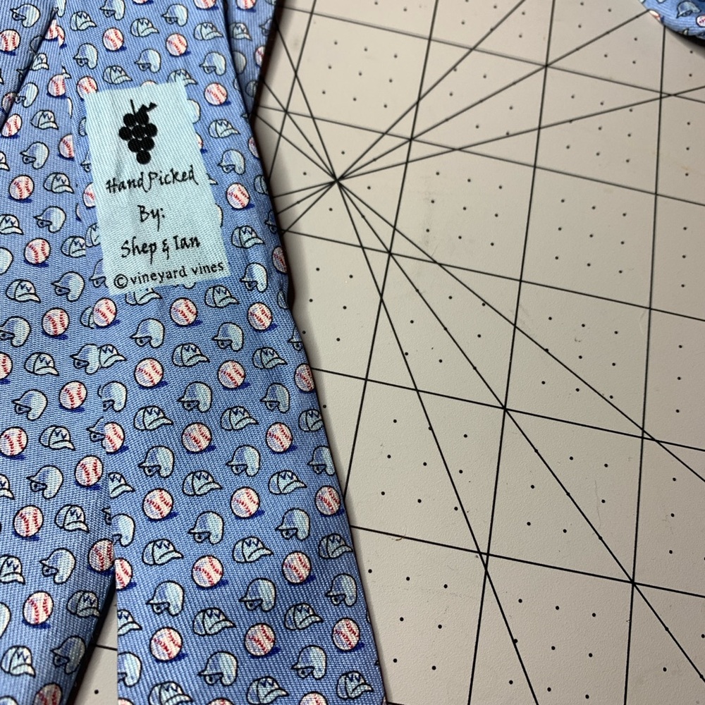 Baseball Vineyard Vines Light Blue Pattern Tie 10… - image 4